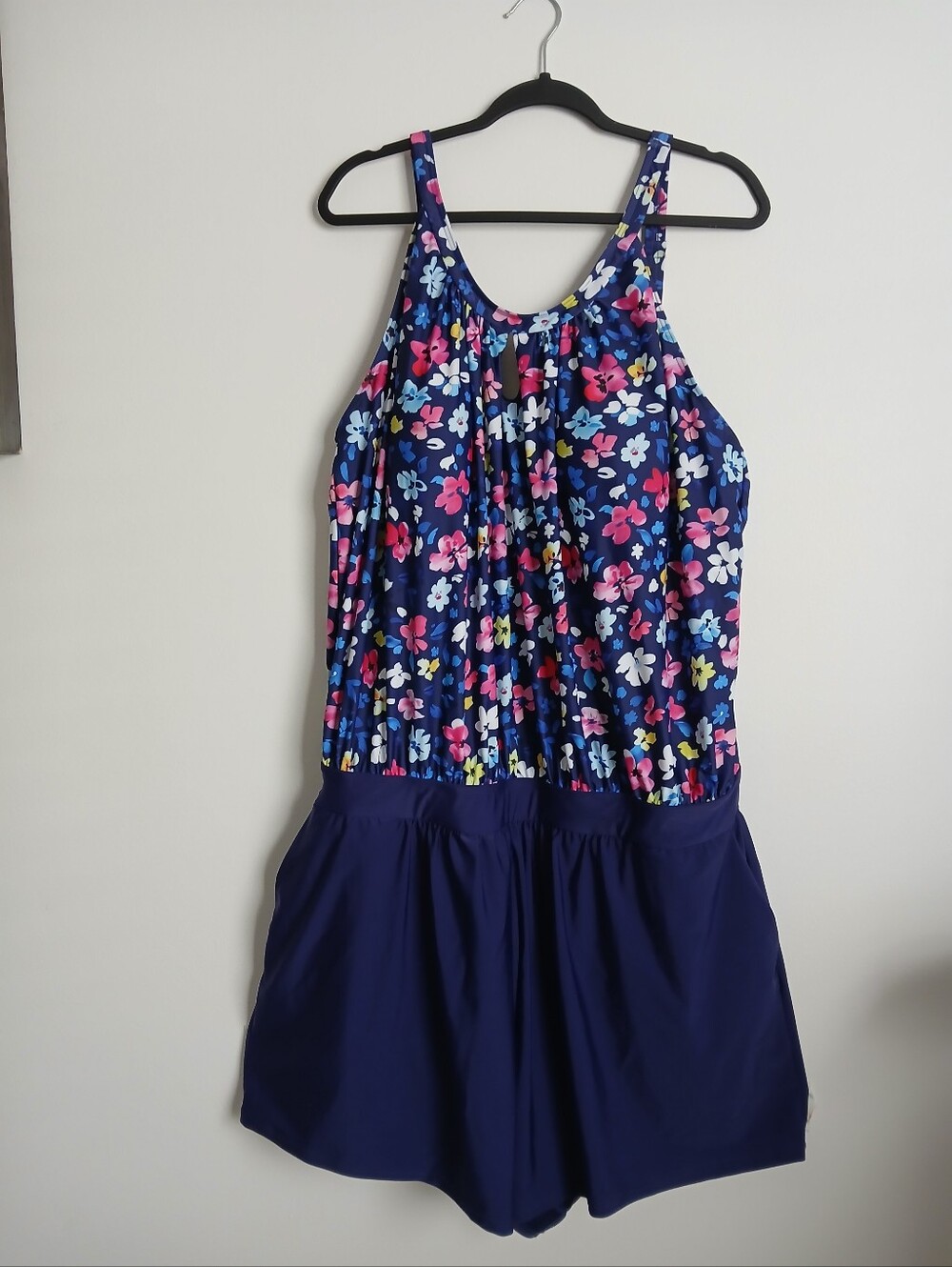 Bloomchic Swimsuit w Shorts Blue Floral Pockets NWT Size 26